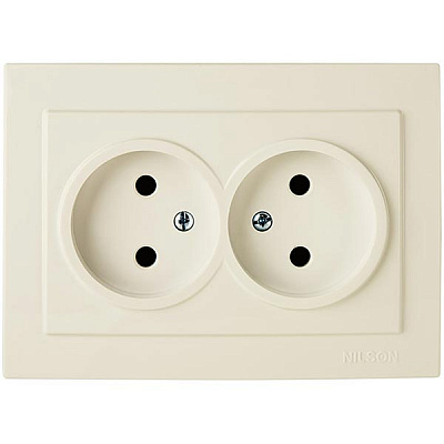 Розетка Nilson Touran 24121024 подвійна без заземлення кремова