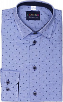 Рубашка детская Легпромторг 21548 р.152 голубой с принтом 