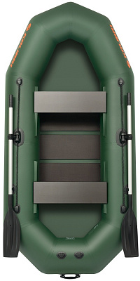 Човен Kolibri надувний гребний K-270T.01.01 з пайолом слань-килимок зелений