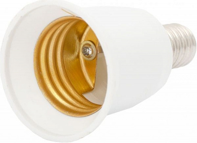 Патрон-переходник E14-E27  ЕМТ винтовой термопластик белый 22-0120