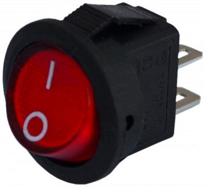 Переключатель клавишный круглый  ЕМТ SMRS-101-2 «ON-OFF» 3 A 2pin красный mini 11-0206R