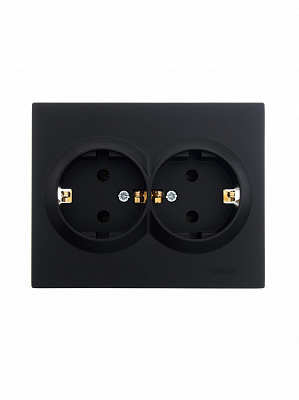 Розетка подвійна 2 із заземленням Lezard Vesna IP20 антрацит 742-4200-127B