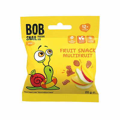 Снеки Равлик Боб Мультифруктовий, 20г