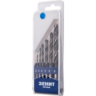 Набір свердел по металу Зенит Р6М5 2-8 мм 6 шт. 30206208
