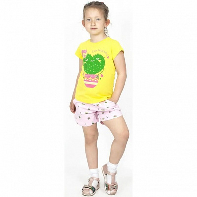 Комплект для девочек Roksana №0033/16083 Cacti р.122–128 желтый с принтом №0033/16083 