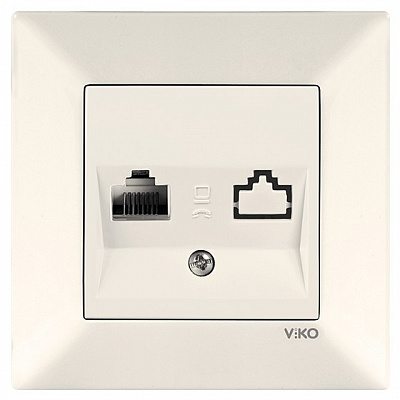 Розетка комп’ютерна без заземлення Viko Meridian без шторок без кришки кремовий 90970232-WH