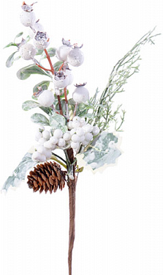 Гілочка декоративна Зимня з шишкою 27 см 801-295 Lefard