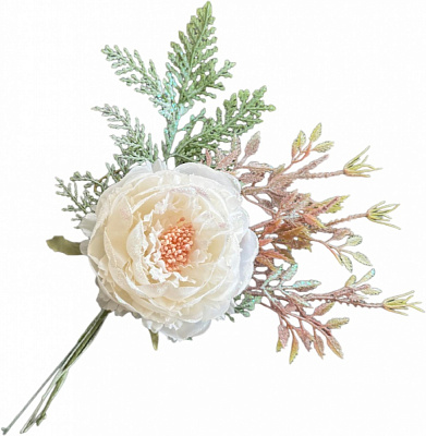 Гілочка декоративна Чайна троянда з хвоєю Д.10 см в асортименті SDBF18132