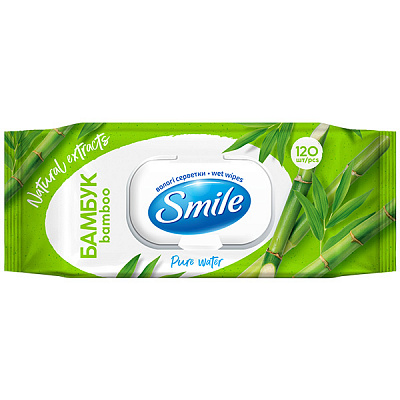 Влажные салфетки Smile с экстрактом бамбука 120 шт.