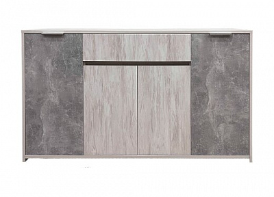 Комод напольный Фонте 1ш4д ФН-КМ-4-1я 1600х400х890 мм серый /артвуд светлый/ателье светлый 