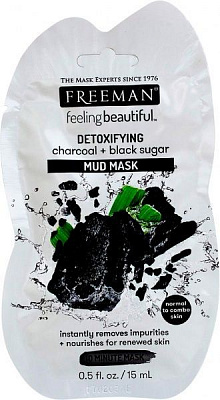 Маска для обличчя FREEMAN Feeling Beautiful грязева Вугілля Чорний Цукор 15 мл
