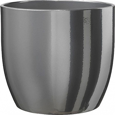 Вазон керамический Soendgen Basel Glamour круглый серебряный (0069-0014-1874) 