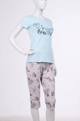 Пижама женская Roksana Mouse 782/12008 р. M голубой с бежевым 