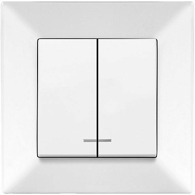 Вимикач подвійний Viko Meridian з підсвічуванням білий