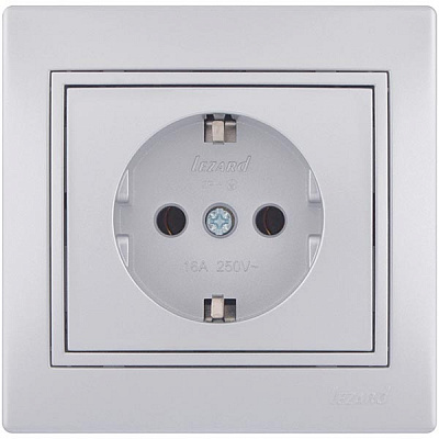 Розетка с заземлением Lezard Mira 16 А 250 В без шторок серый 701-1010-122B