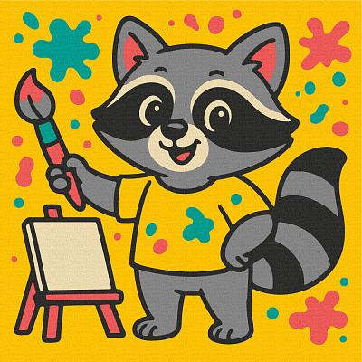 Картина по номерам Енот-художник 20х20 см Brushme