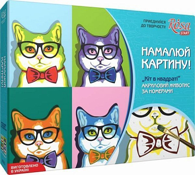 Картина по номерам Кот в квадрате Rosa Start 