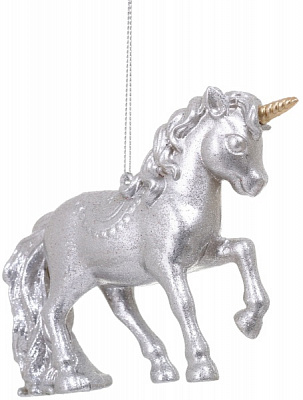 Подвеска Единорог 6х12х3 см серебряный
