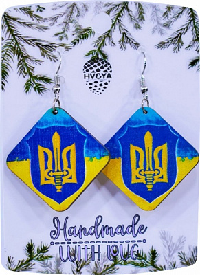 Серьги Тризуб. Ромб 3,9x3,9 см S-2224