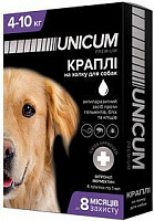 Капли UNiCUM от блох, клещей и гельминтов на холку для собак Unicum premium + 4-10 кг