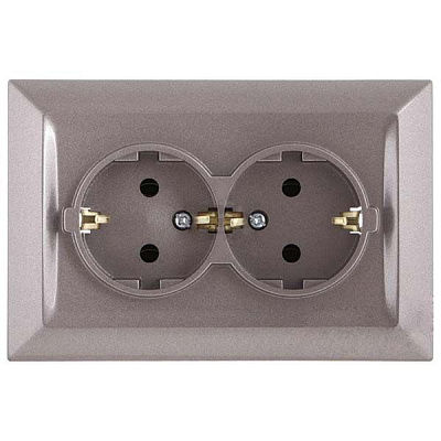 Розетка двойная UP! (Underprice) Vesta серый металлик