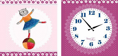 Часы настенные детские на холсте Балерина 28x28 см 06-107