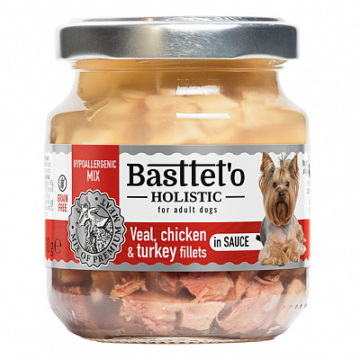 Консерва Basttet`o Holistic микс Телятина с индейкой и курицей в соусе 130 г