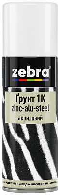 Грунт аэрозольный ZEBRA 1К zinс-alu-steel акриловый 16 светло-серый мат 400 мл