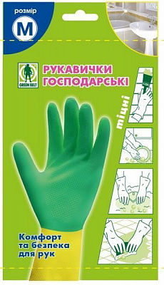 Перчатки латексные Green Belt крепкие р.M 1 пар/уп. зеленые 