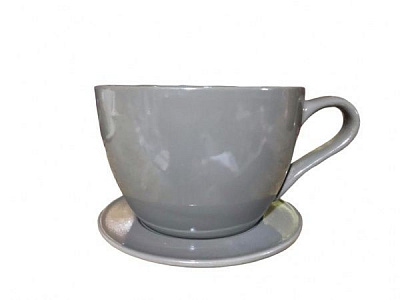 Горщик керамічний Чашка з підставкою круглий 1 л мокко