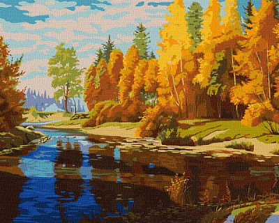 Картина за номерами Пейзаж Золотий жовтень 40x50 см