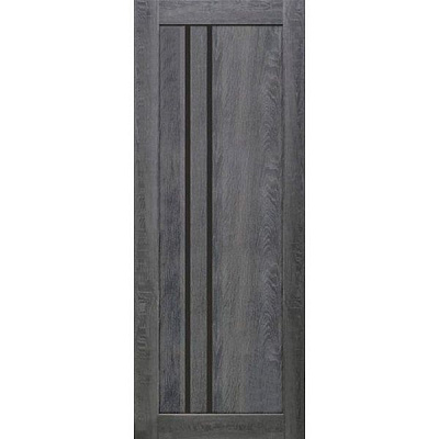 Дверное полотно ОМиС Lego 05 ПО черное стекло 600 мм дуб темный