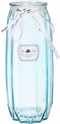 Ваза стеклянная голубая Crystal Terri 29 см YIWU