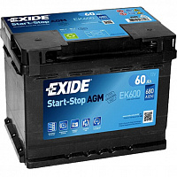 Аккумулятор автомобильный EXIDE START-STOP AGM 60Ah 680A 12V «+» справа (EK600)