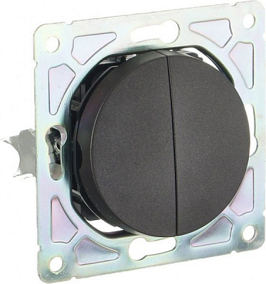 Механизм выключателя двухклавишный HausMark Bela без подсветки 10 А 220В черный SNG-SWP.RD20MG2W1-BK