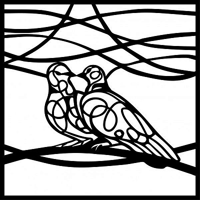 Панно Пара голубей PN157 34x34 см 