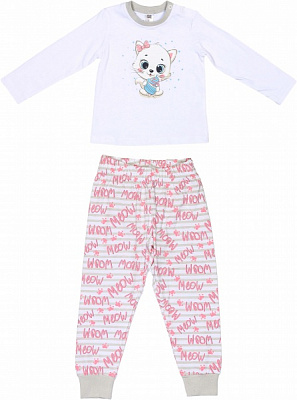 Піжама для дівчаток Funtime із довгим рукавом р.92 білий із рожевим