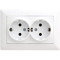Розетка двойная с заземлением Gunsan Visage без шторок белый