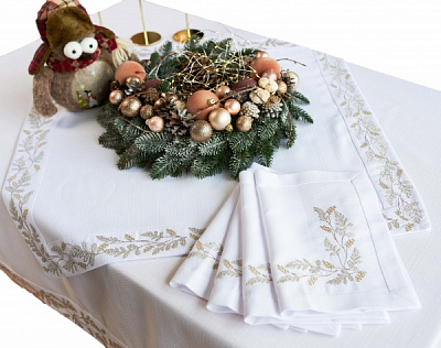 Салфетка Эдельвика Золотые цветы 30x40 см белый 