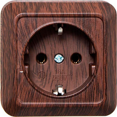 Розетка Underprice BD-SCP.MZ20G1WG-Waln с заземлением орех