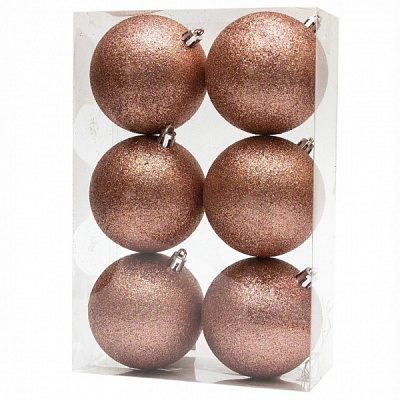 Набор елочных шаров Девилон с блестками, 891312 оранжевый