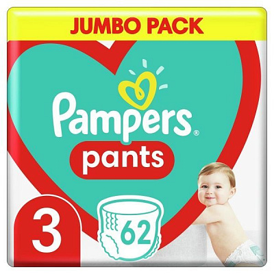 Подгузники-трусики Pampers Pants размер 3 (6-11 кг) 62 шт.