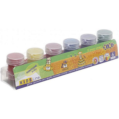 Фарба гуашева Kids Line Glitter 6х20 мл ZiBi