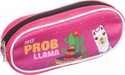 Пенал шкільний Лама рожевий із малюнком