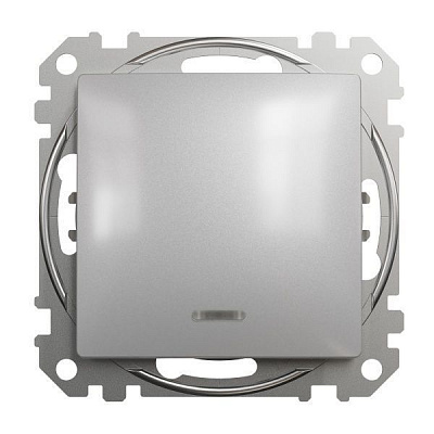 Выключатель одноклавишный Schneider Electric Sedna Design с подсветкой 10 А 250В алюминий SDD113101L