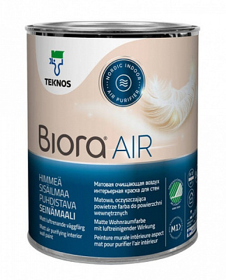 Краска интерьерная акрилатная TEKNOS BIORA AIR база 1 мат белый 0,9л 