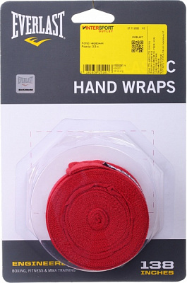 Боксерские бинты Everlast 138 Elastic Hand Wraps 3,5 м р. универсальный 4464RD красный 