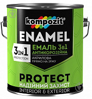 Эмаль антикоррозионная Kompozit 3 в 1 PROTECT RAL 7024 графитовый серый шелковистый мат 0,75кг