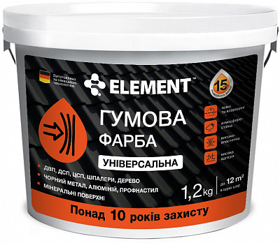 Фарба гумова Element універсальна RAL 7024 мат графіт 1,2кг