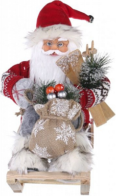 Декоративная фигура Дед Мороз лесной на санках S1801G 40 см 